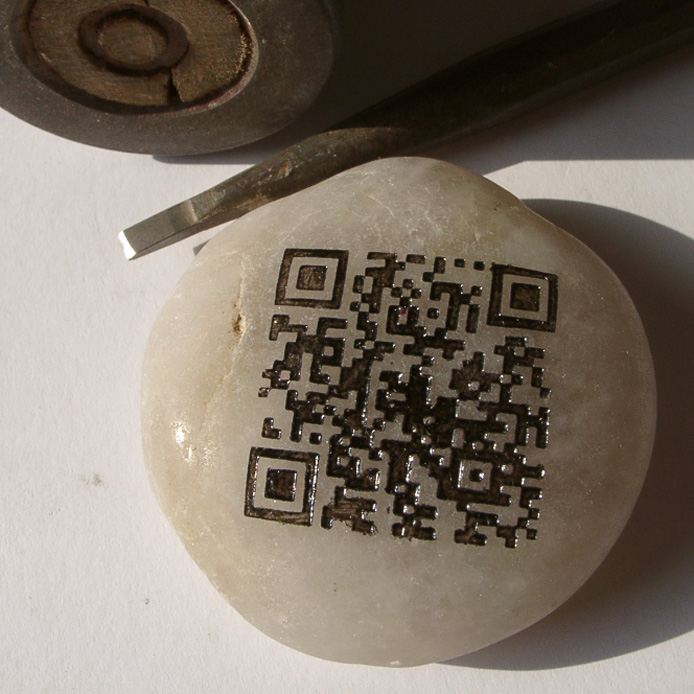 qr-code engraved in stone